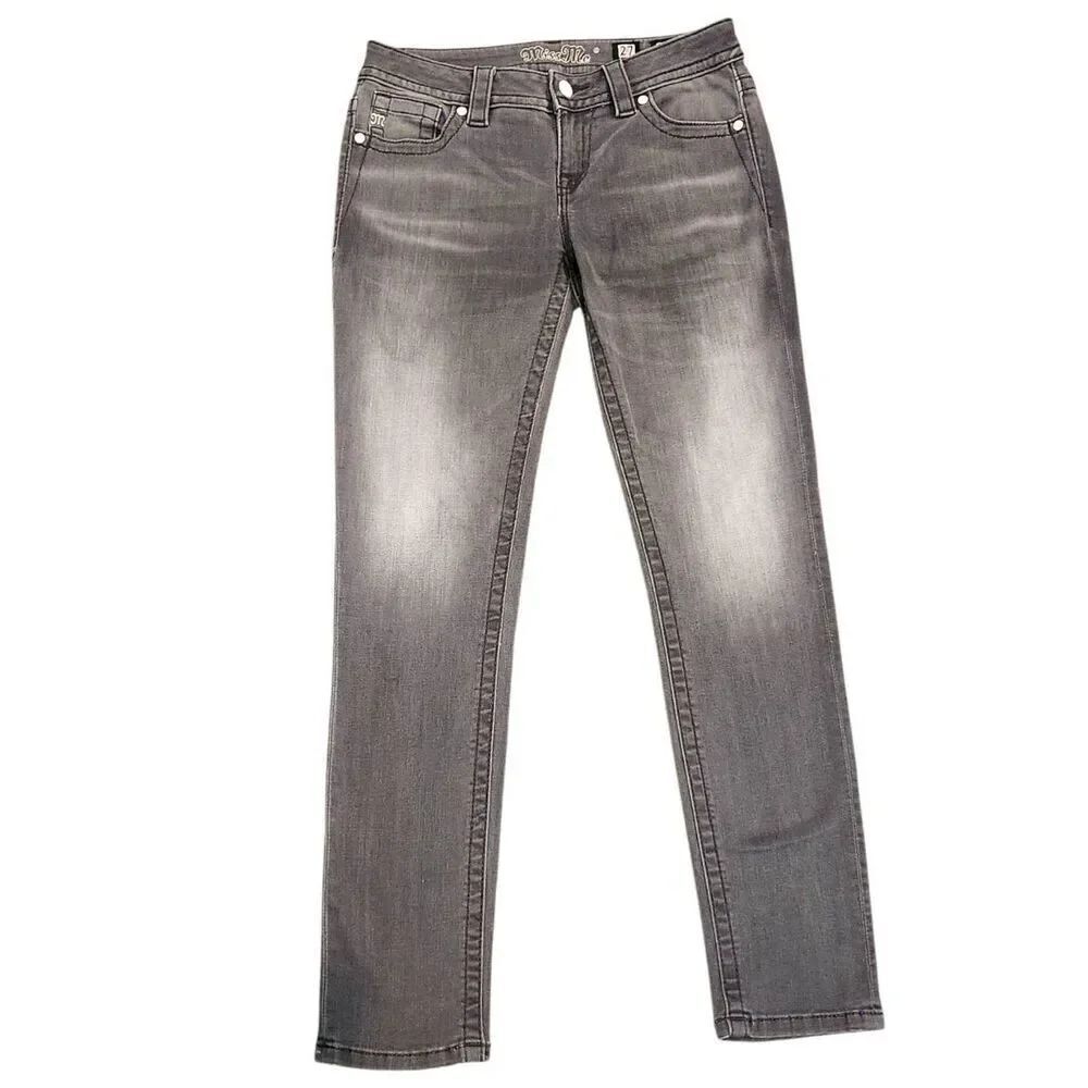 Miss Me 'mid-rise skinny' women 27x29 measured Gray wash Logo denim jeans